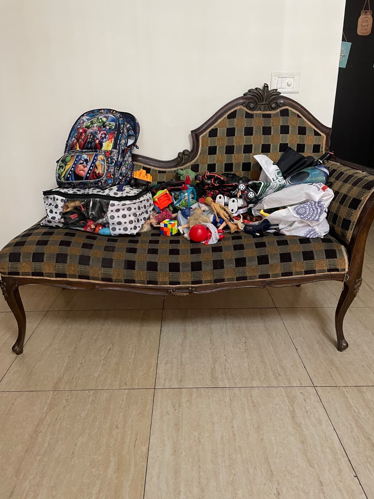 Centre table (good condition) with glass top and a couch (needs repair) for sale in Noida, Uttar Pradesh