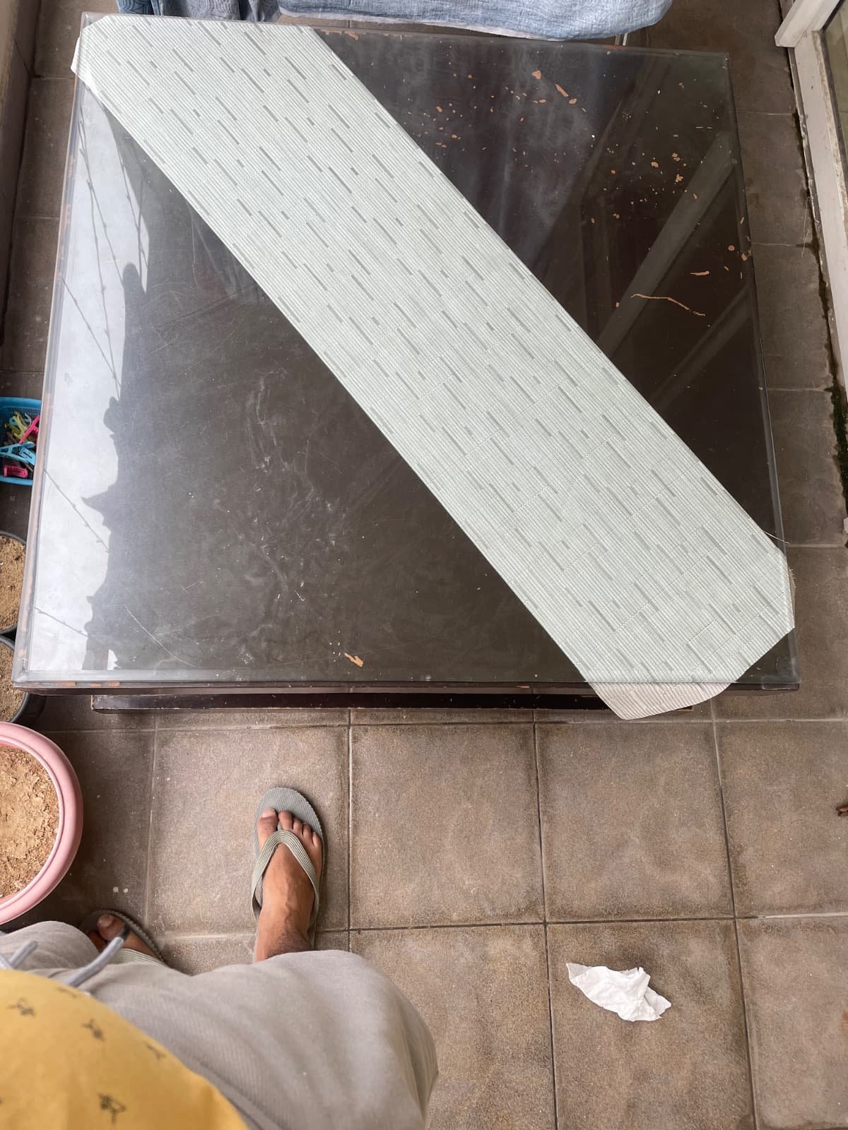 Centre table (good condition) with glass top and a couch (needs repair) - Thumbnail 3