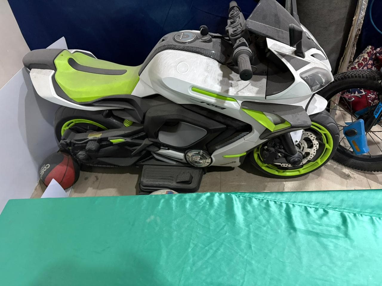 Kids Electric Sports Motorcycle – White & Green for sale in New Delhi, Delhi
