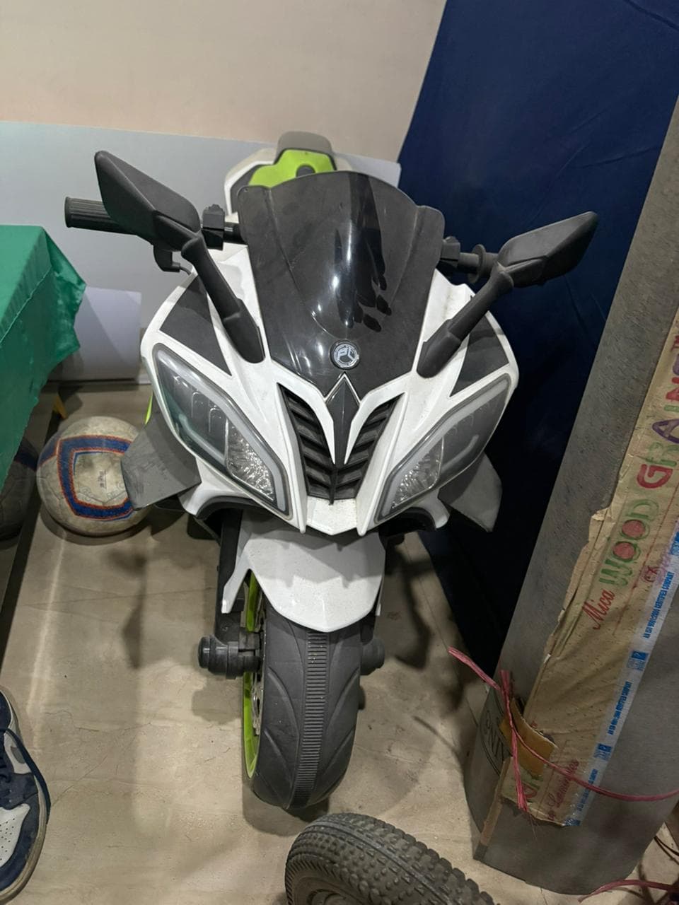 Kids Electric Sports Motorcycle – White & Green - Thumbnail 2
