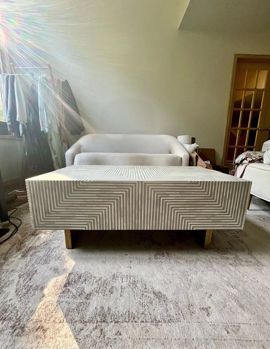 Anthropologie Savi Striped Inlay Petite Coffee Table - Thumbnail 4