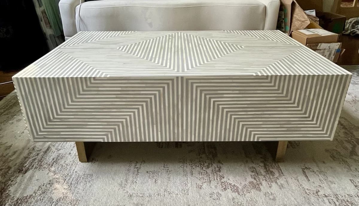 Anthropologie Savi Striped Inlay Petite Coffee Table - Thumbnail 3