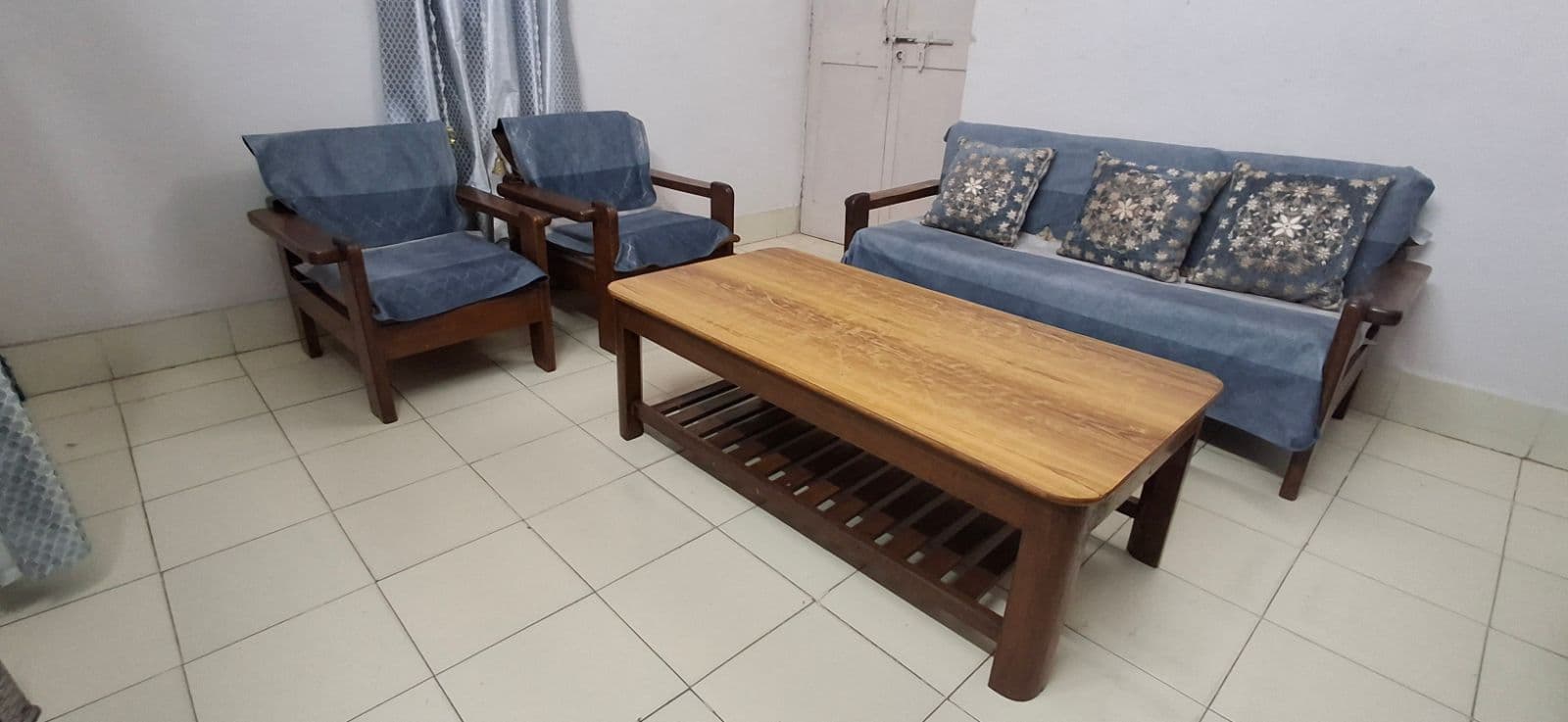 Teakwood sofa set -5 seater - Thumbnail 4